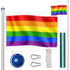 Vlaggenmast in hoogte verstelbaar - aluminium - incl. vlag regenboog - max. hoogte 565cm - 404769