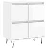 The Living Store Dressoir Buffetkast - 60 x 35 x 70 cm - Hoogglans wit - Bewerkt hout en ijzer