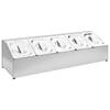 The Living Store Saladebar RVS - 82.5x22.5x21.5cm - 5 GN 1/6 bakken - Vaatwasserbestendig