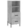 The Living Store Dressoir Betongrijs Bewerkt Hout - 34.5 x 34 x 90 cm - Metalen Poten