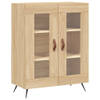 The Living Store Dressoir Siena - Kast - 69.5 x 34 x 90 cm - Sonoma eiken - Metaal - glas