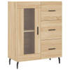 The Living Store Dressoir Classic - 69.5 x 34 x 90 cm - Sonoma eiken - Hout - metaal - glas