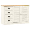 The Living Store VIGO Dressoir - 113 x 40 x 75 cm - Massief grenenhout - Wit