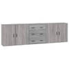 The Living Store Dressoir Classic - Grijs Sonoma Eiken - Set van 3