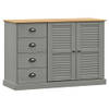 The Living Store VIGO Dressoir - 113 x 40 x 75 cm - Massief grenenhout - Grijs