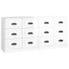 The Living Store Dressoir - Hoogglans wit - 70 x 35.5 x 67.5 cm - Set van 2