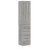 The Living Store Hoge Kast - Dressoir en Opzetkast - Grijs Sonoma Eiken - 34.5 x 34 x 180 cm