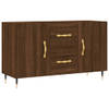 The Living Store Dressoir - Bruineiken - 100 x 36 x 60 cm - Duurzaam - Metalen poten - Voldoende opbergruimte - Stevig