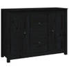 The Living Store Dressoir 100x35x74 cm massief grenenhout zwart - Keukenkast