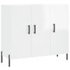 The Living Store Dressoir Modern Wit Hout-Metaal 90x34x80 cm - Opbergkast met Metalen Poten