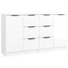 The Living Store Dressoir - Minimalistische Charme - Bewerkt Hout - 60x30x70 cm - Hoogglans Wit