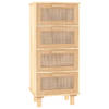 The Living Store Dressoir Meubelen - 40 x 30 x 90 cm - Bruin - Bewerkt hout - Massief grenenhout - Rattan