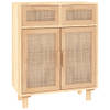 The Living Store Dressoir - Bruin - 60 x 30 x 75 cm - Rattan - Massief grenenhout