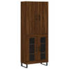 The Living Store Hoge Kast - Bruineiken - Dressoir en Opzetkast - 69.5 x 34 x 180 cm - Glasontwerp