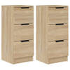 The Living Store Dressoir - Sonoma Eiken - 30 x 30 x 70 cm - Stabiel Hout - 3 Lades