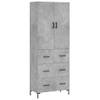 The Living Store Hoge Kast - Betongrijs - Dressoir en Opzetkast - 69.5 x 34 x 180 cm - Duurzaam Materiaal