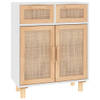 The Living Store Dressoir Rattan - 60x30x75 cm - Wit - Met lades en vakken