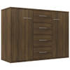 The Living Store Dressoir Bruineiken - 88 x 30 x 65 cm - met 4 lades en 2 deuren