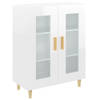 The Living Store Dressoir - Hoogglans wit - 69.5 x 34 x 90 cm - 2 glazen deuren