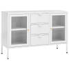 The Living Store Dressoir - Staal en gehard glas - 105 x 35 x 70 cm - Wit