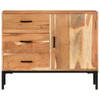 The Living Store Dressoir - Massief Acaciahout - 88 x 30 x 73 cm - Uitschuifbare lades - Natuurlijke afwerking