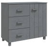 The Living Store HAMAR Dressoir - Donkergrijs - 90 x 40 x 80 cm - Massief grenenhout en MDF