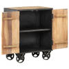 The Living Store Rustiek Houten Dressoir - 60x35x74 cm - Gerecycled Hout en Staal - Met Wieltjes