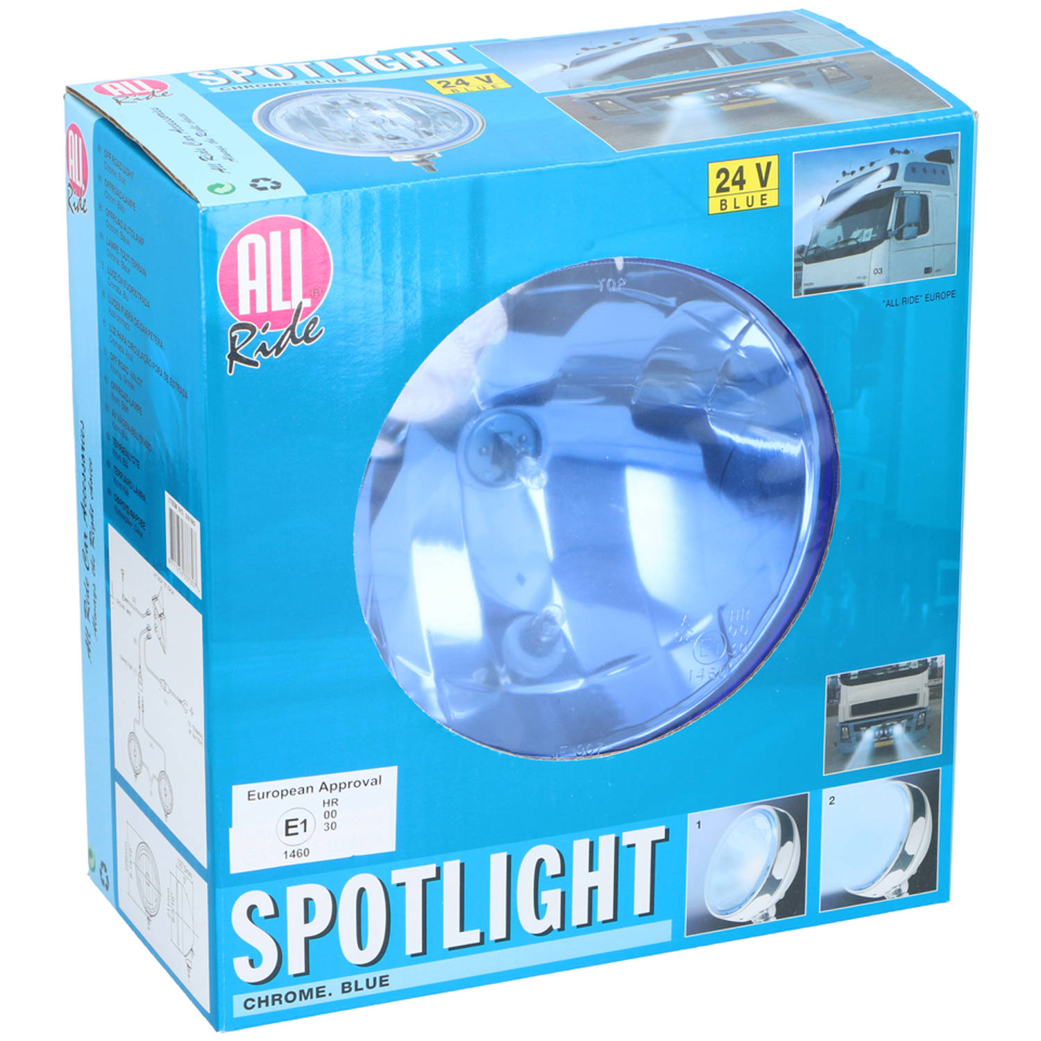All Ride Koplamp 24 Volt - Off Road Lamp - Vrachtwagen - Blauw Licht