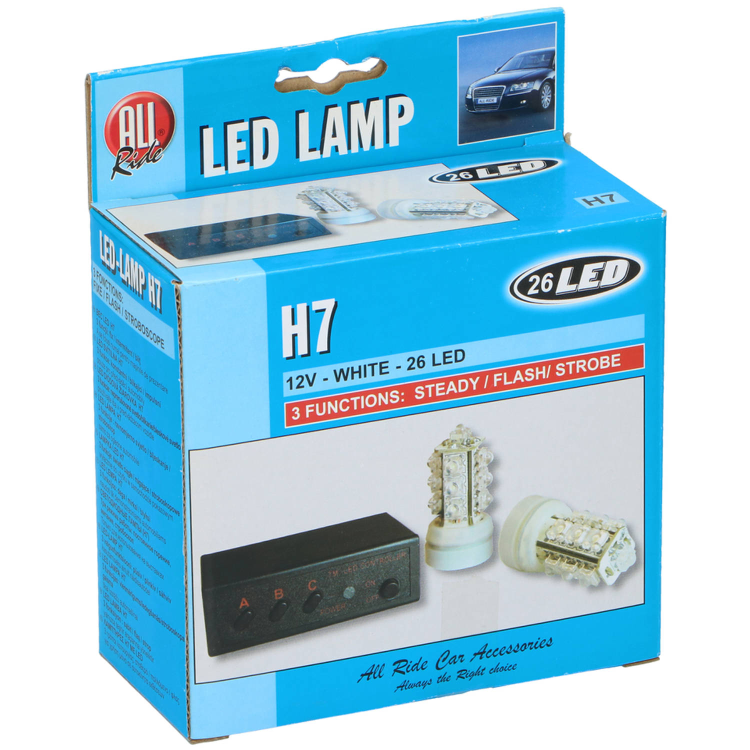All Ride H7 Autolampen - LED - 26 LED- 12 V - Wit Licht