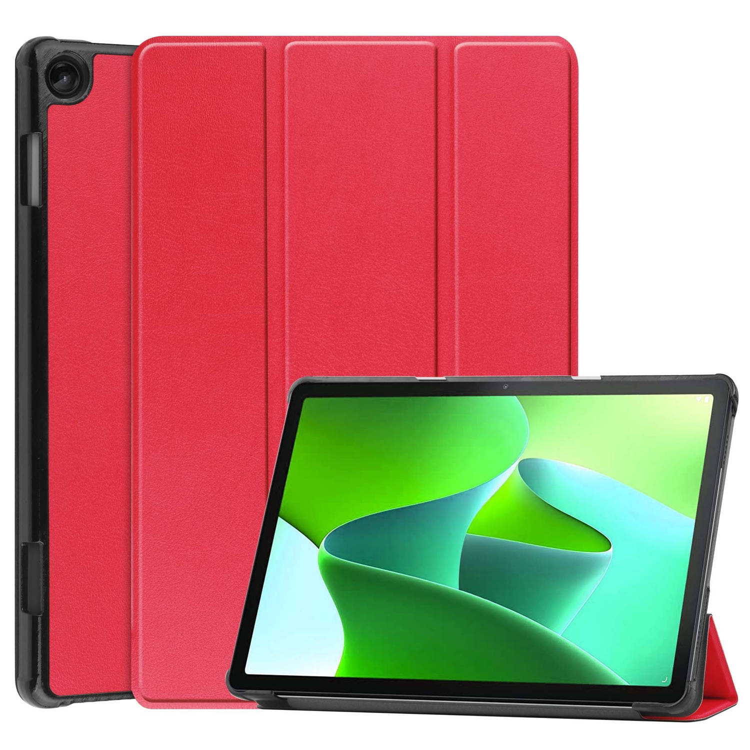 Lenovo Tab M10 (3e gen) Hoes Case Tablet Hoesje Tri-fold - Lenovo Tab M10 (3e gen) Hoesje Hard Cover Bookcase Hoes - Rood
