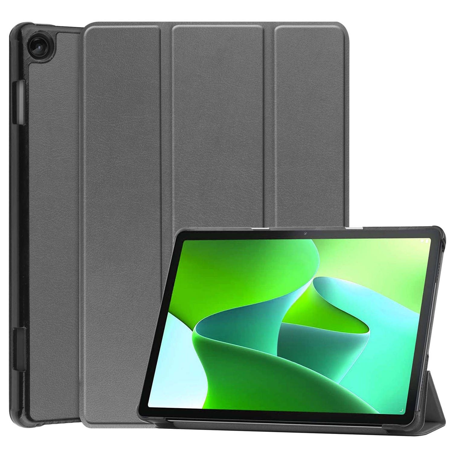 Lenovo Tab M10 (3e gen) Hoes Case Tablet Hoesje Tri-fold - Lenovo Tab M10 (3e gen) Hoesje Hard Cover Bookcase Hoes - Grijs