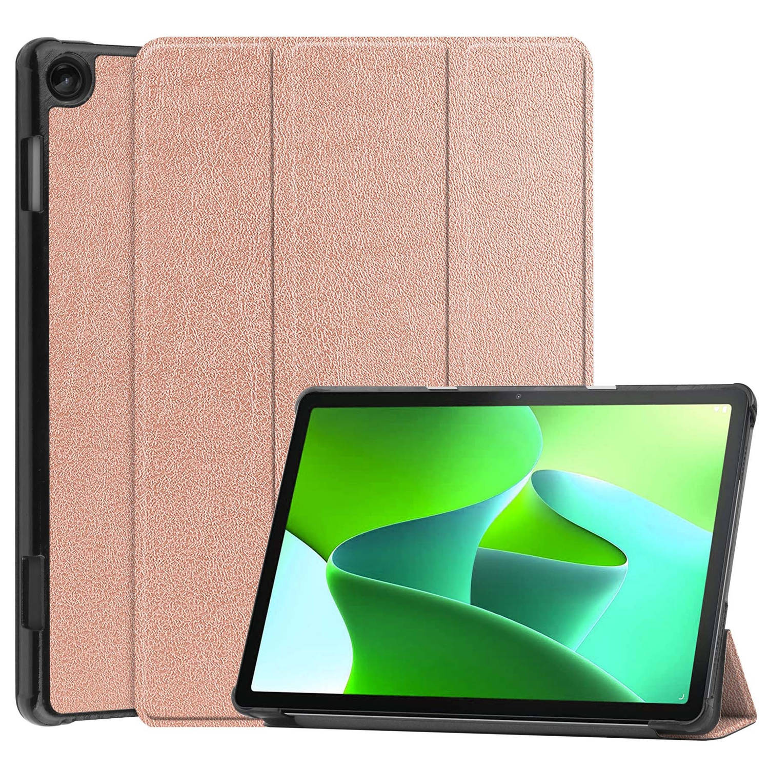 Lenovo Tab M10 (3e gen) Hoes Case Tablet Hoesje Tri-fold - Lenovo Tab M10 (3e gen) Hoesje Hard Cover Bookcase Hoes - Rosé Goud