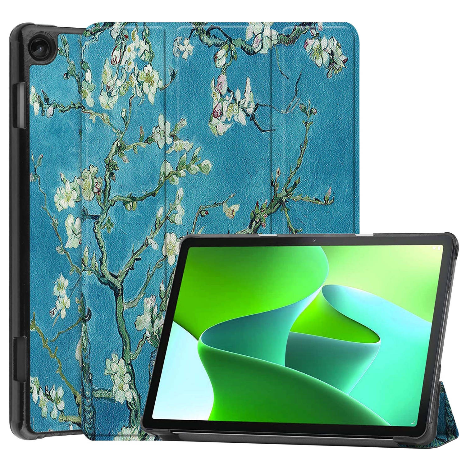 Lenovo Tab M10 (3e gen) Hoes Case Tablet Hoesje Tri-fold - Lenovo Tab M10 (3e gen) Hoesje Hard Cover Bookcase Hoes - Bloesem
