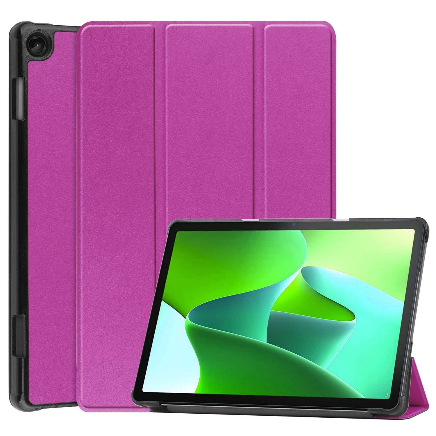 Lenovo Tab M10 (3e gen) Hoes Case Tablet Hoesje Tri-fold - Lenovo Tab M10 (3e gen) Hoesje Hard Cover Bookcase Hoes - Paars