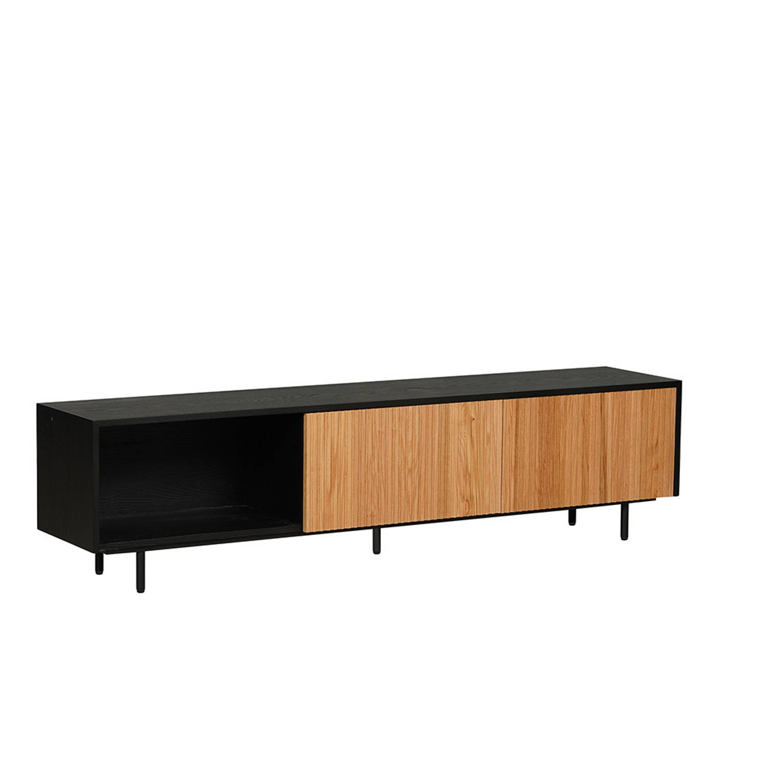 Bronx71® Tv-meubel Ray zwart/blank eiken 180 cm