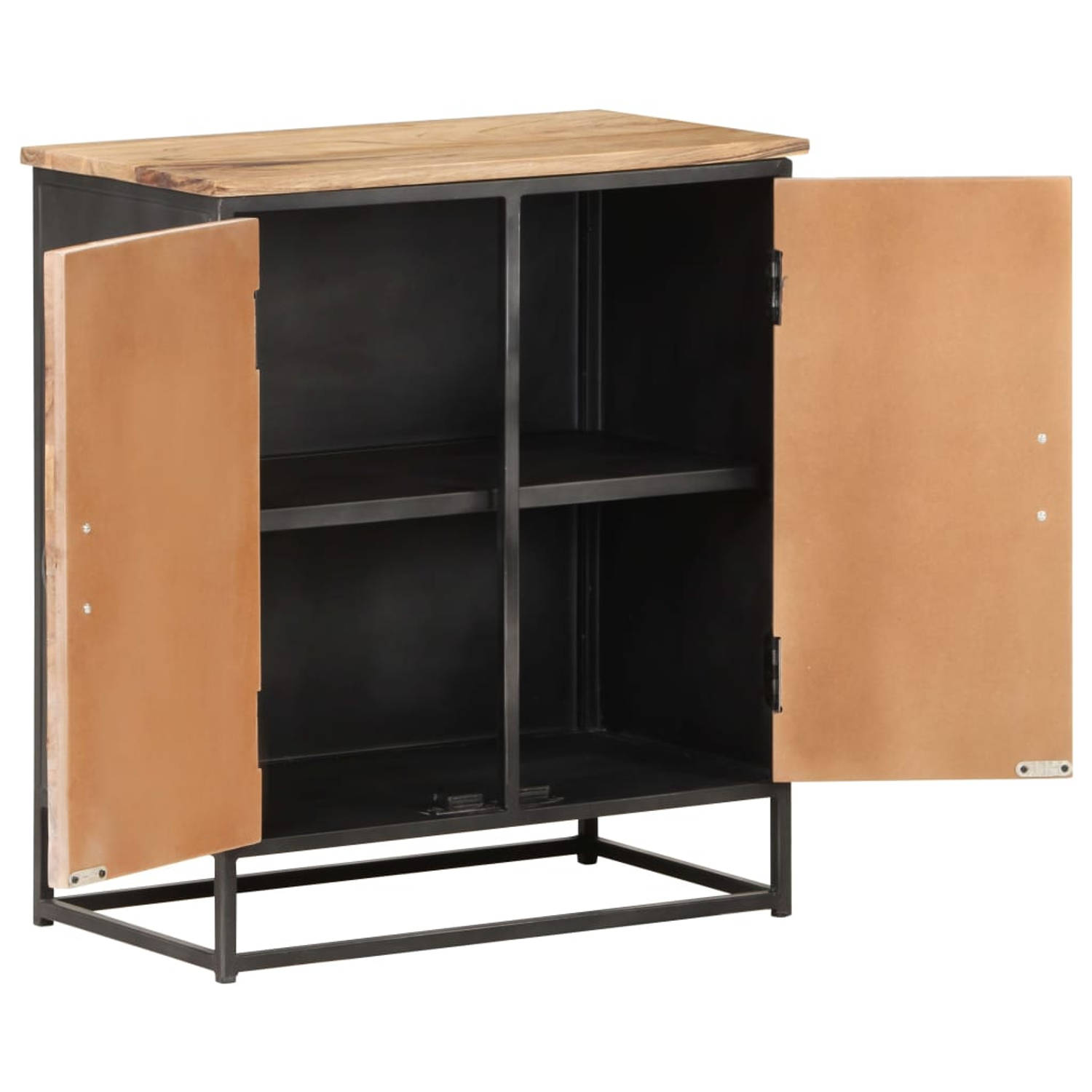 The Living Store Dressoir - Acaciahout - Staal - 60 x 35 x 70 cm - Industriële charme