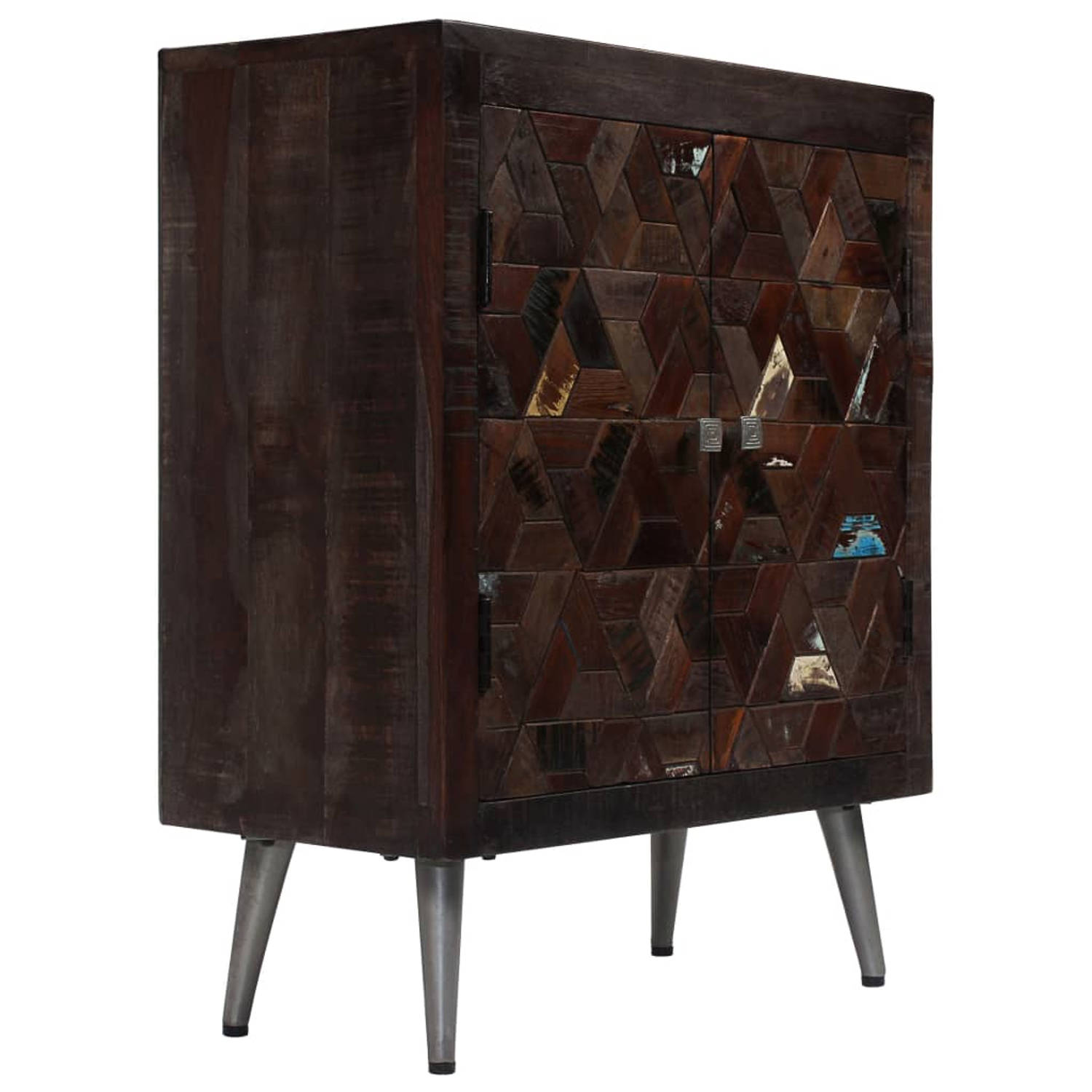 The Living Store Dressoir Industrieel - 60 x 30 x 76 cm - Massief gerecycled hout - Met 2 deuren