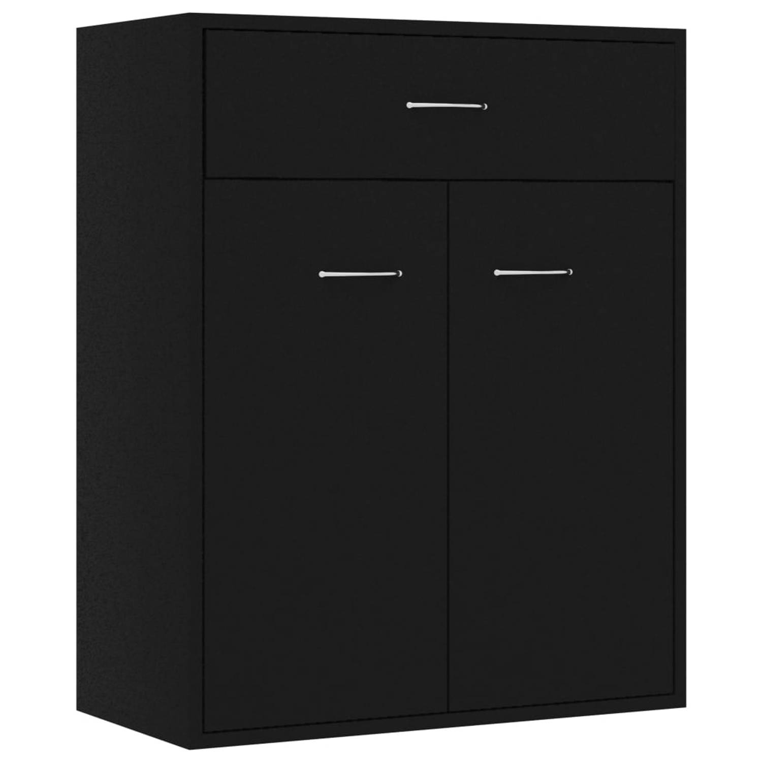 The Living Store Dressoir - Zwart - 60 x 30 x 75 cm - 2 deuren - 1 lade