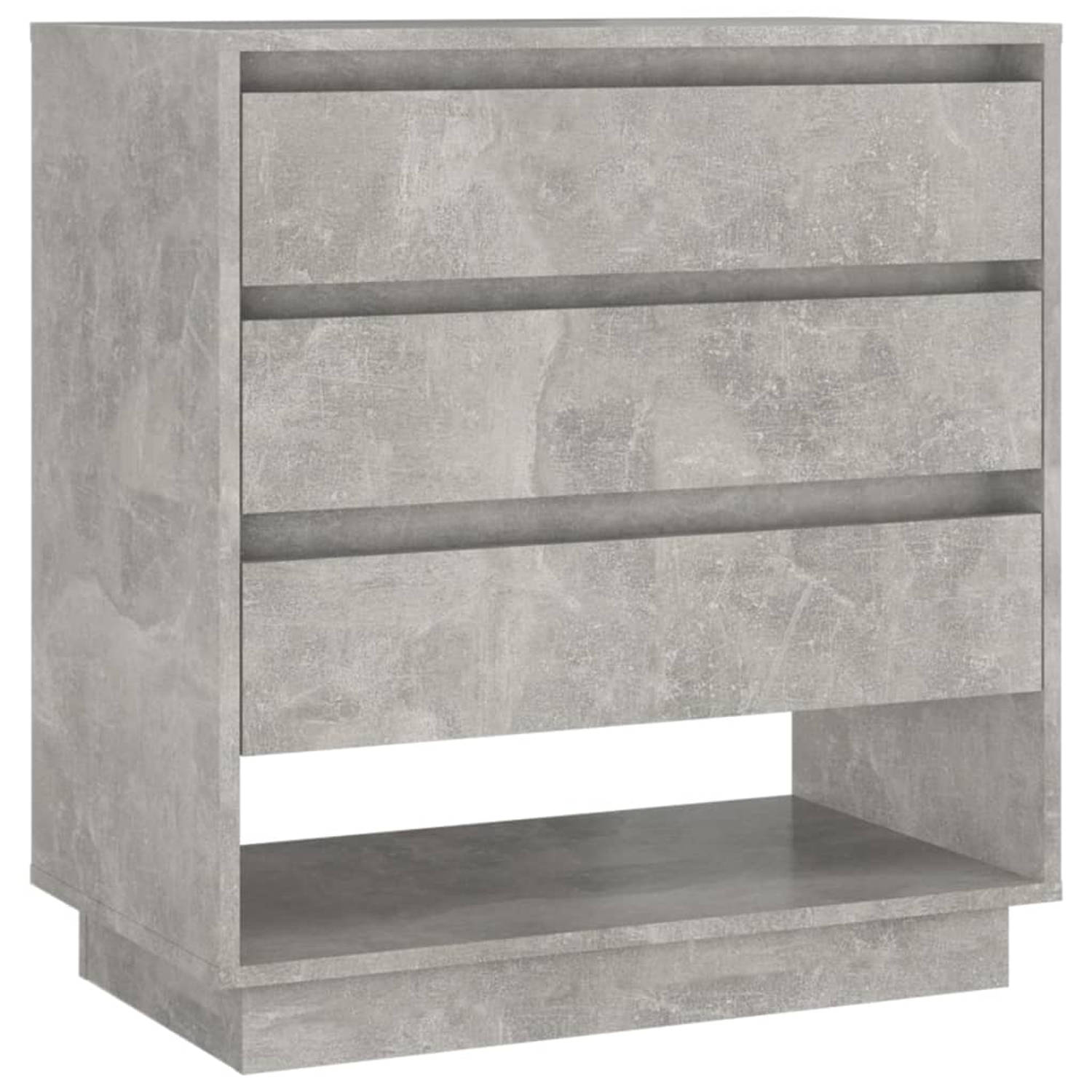 The Living Store Dressoir Minimalistisch Betongrijs 70x41x75 cm - 3 Lades - Spaanplaat