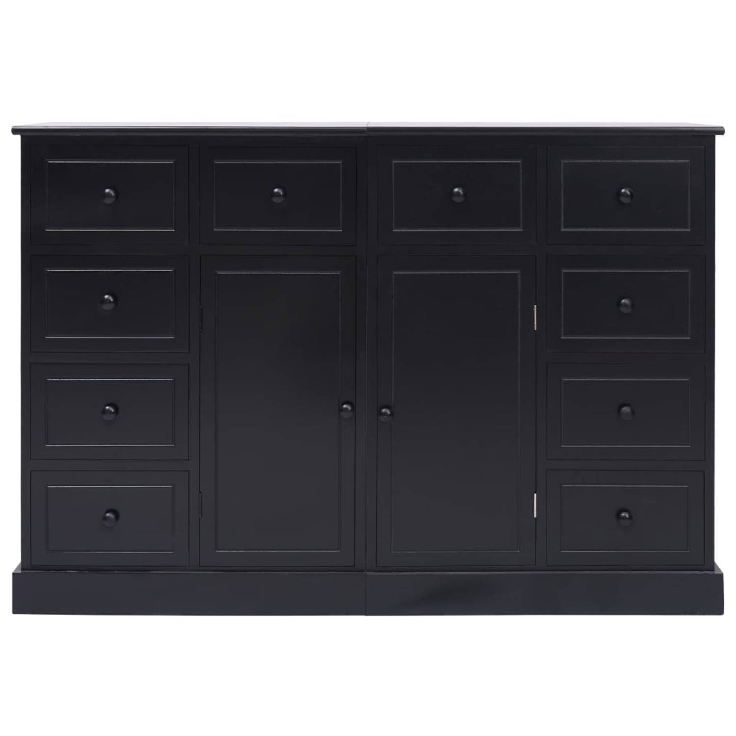 The Living Store Dressoirset - Dressoir - 113x30x79 cm - Zwart