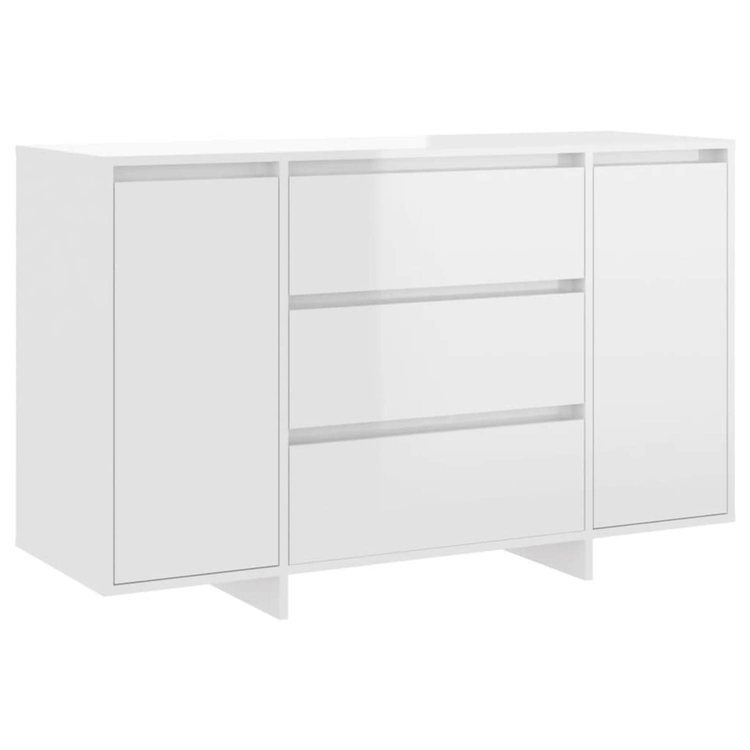 The Living Store Dressoir - Bijzetkast - 120 x 41 x 75 cm - Hoogglans wit - Montage vereist