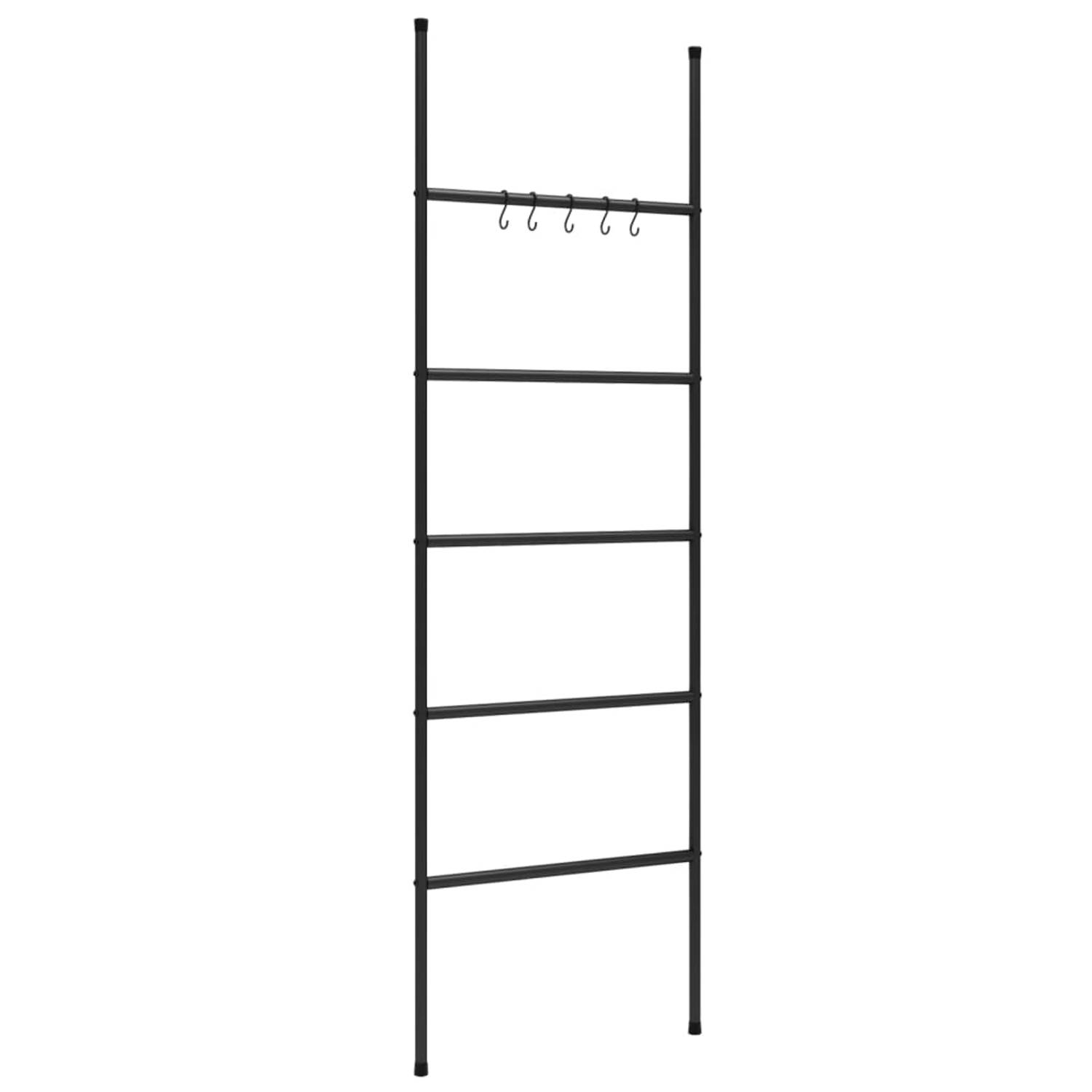 The Living Store Handdoekenrek ladder met 5 lagen 58x175 cm ijzer zwart - Handdoekhouder