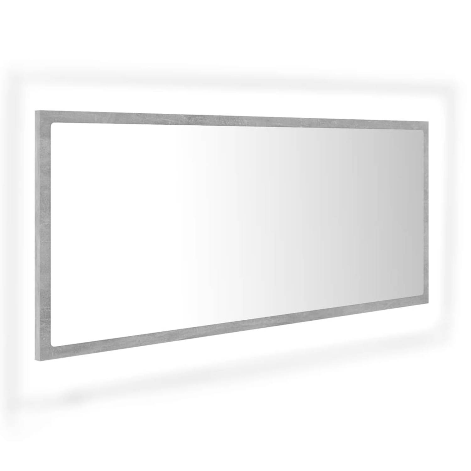 The Living Store LED-spiegel Betongrijs 100 x 8.5 x 37 cm - RGB-licht