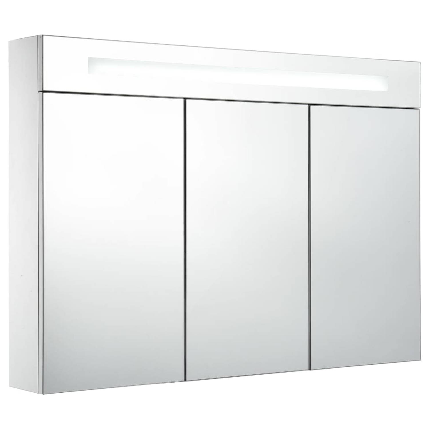 The Living Store LED-wandspiegelkast Wit/Zilver MDF 88x13x62cm USB-interface