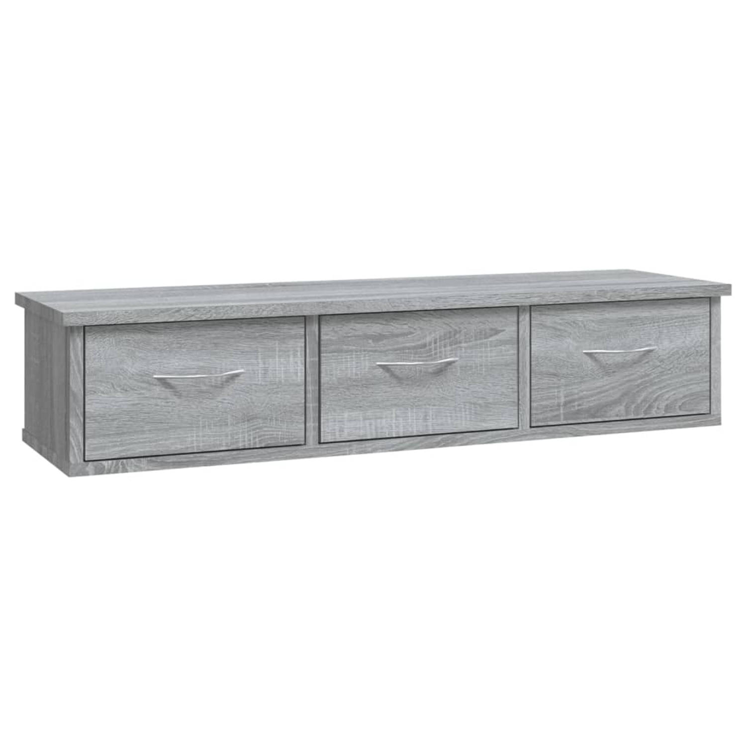 The Living Store Wandkast 88x26x18-5 cm bewerkt hout grijs sonoma eikenkleurig - Wandsteun