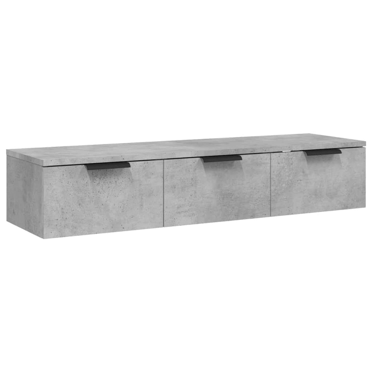 The Living Store Wandkast Betongrijs 102x30x20 cm - Stevig bewerkt hout