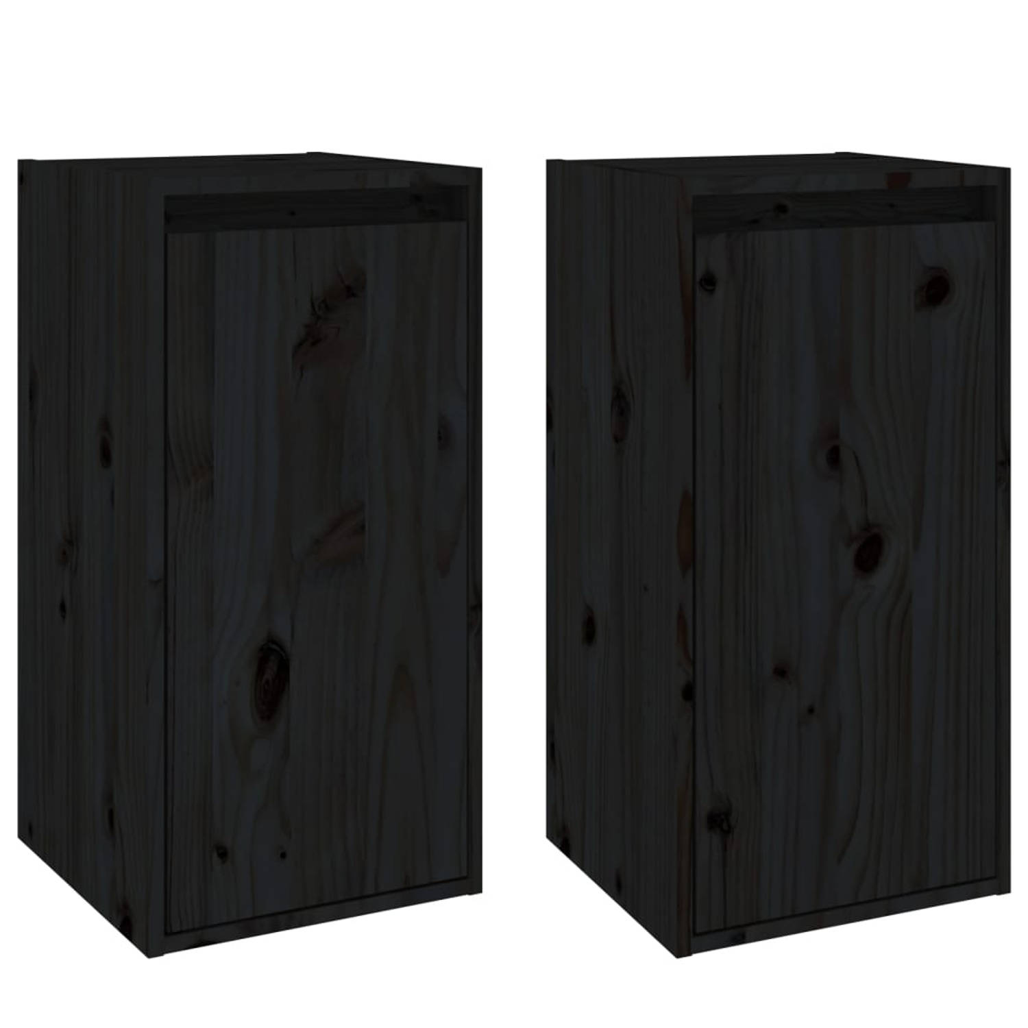 The Living Store Wandkast 30 x 30 x 60 cm massief grenenhout zwart