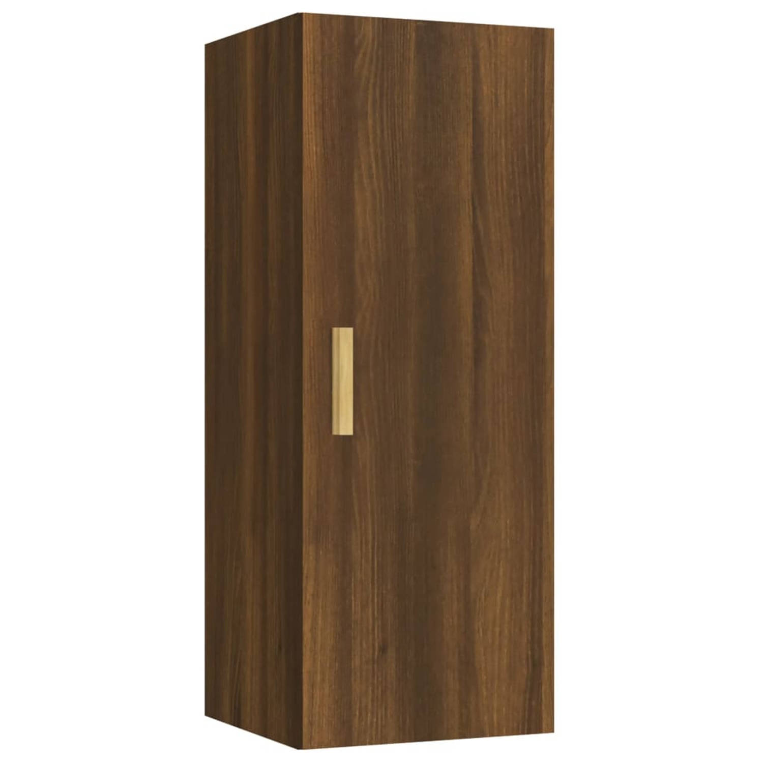 The Living Store Zwevende Wandkast - Bruineiken - 34.5 x 34 x 90 cm - Bewerkt hout