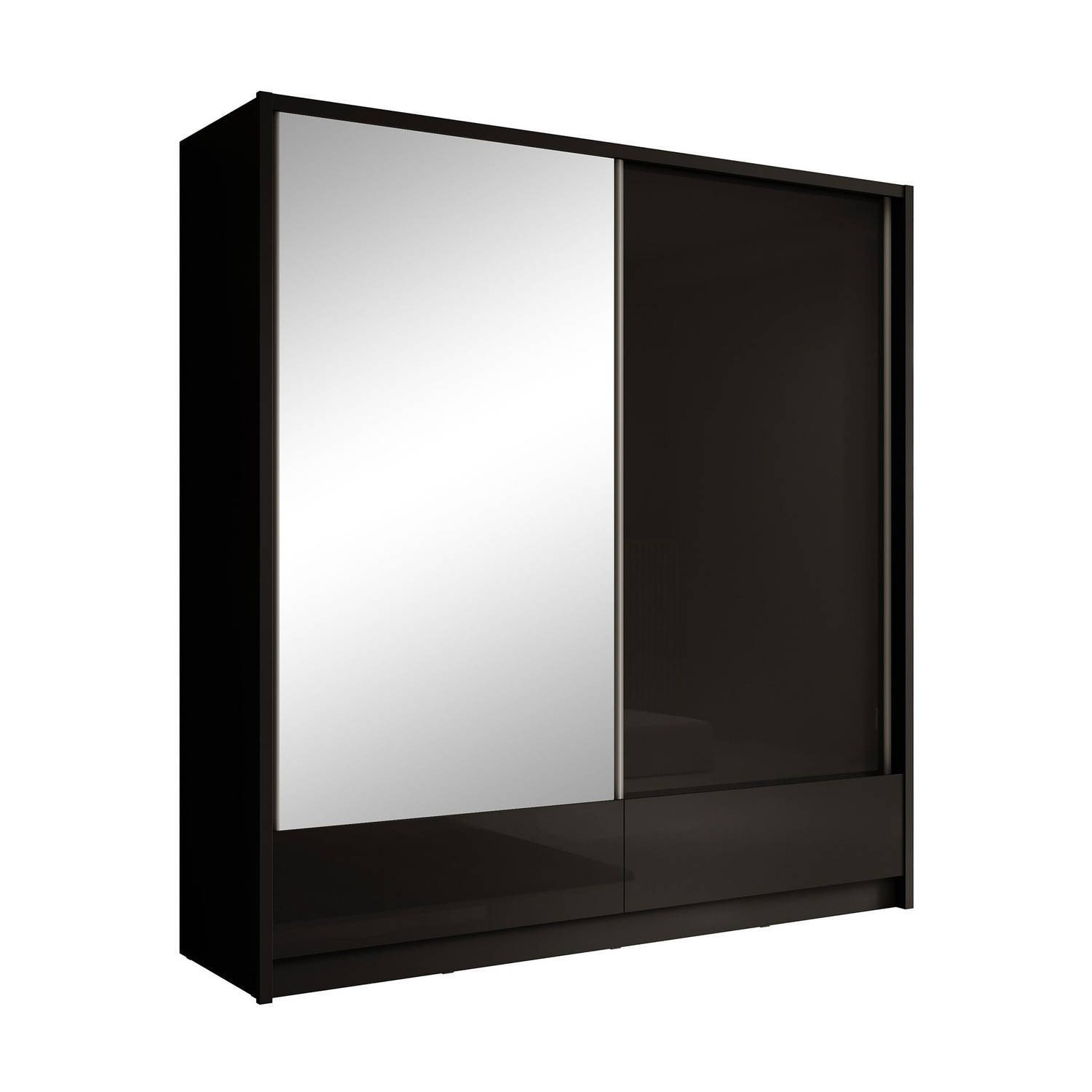 Meubella - Kledingkast Rumba - Zwart - 204 cm - Met spiegel