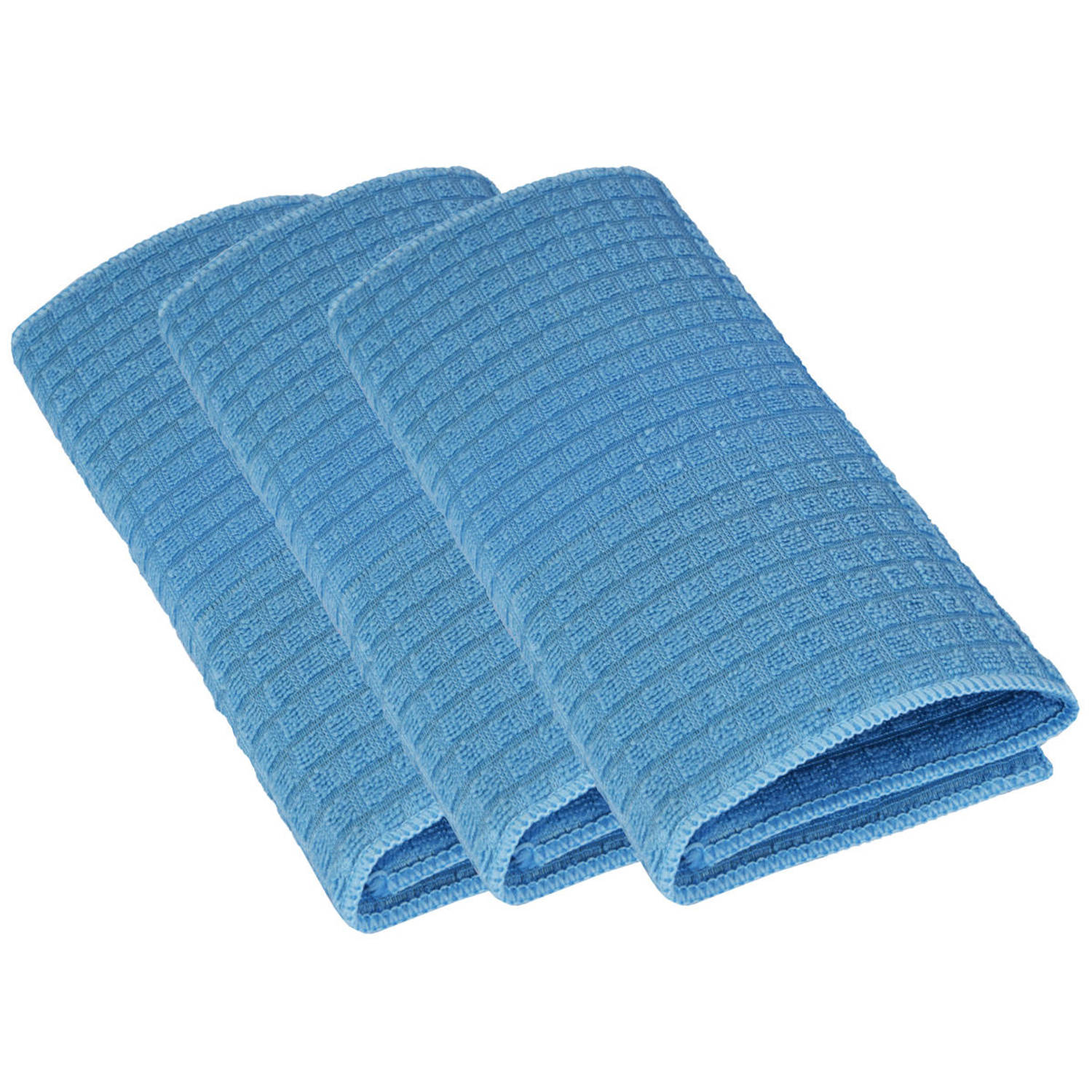 Multifunctionele Schoonmaakdoeken 30x40 cm | Antibacterieel en Vlekvrij Vaat-doek| 3 pack gebruik het als een Autodoek en Raamdoek |Blauw